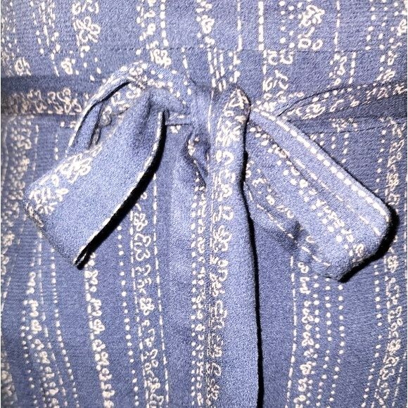 Sadie & Sage Anthropologie Blue & Tan Ruffled V-Neck A-Line Mini Dress Size S - Picture 6 of 10